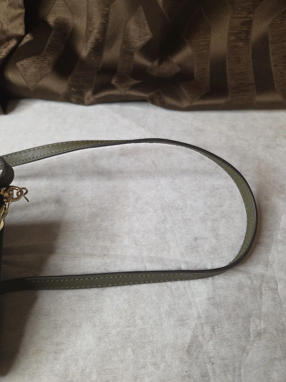 Michael Kors Olive Green Crossbody Wallet with Gold MK Charm